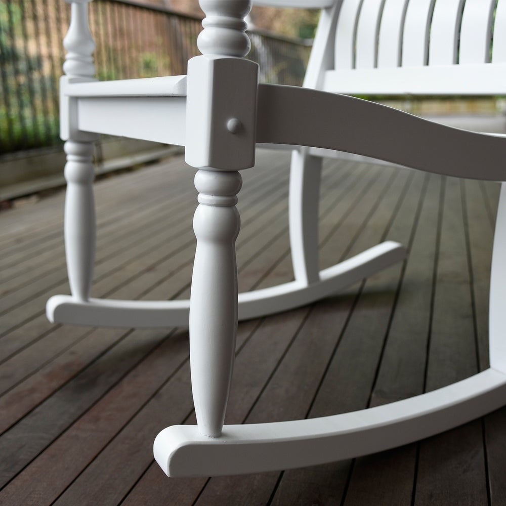 [DETAILS] Bonn Mahogany Wood White Oversized Porch Rocking Chair - Cambridge Casual