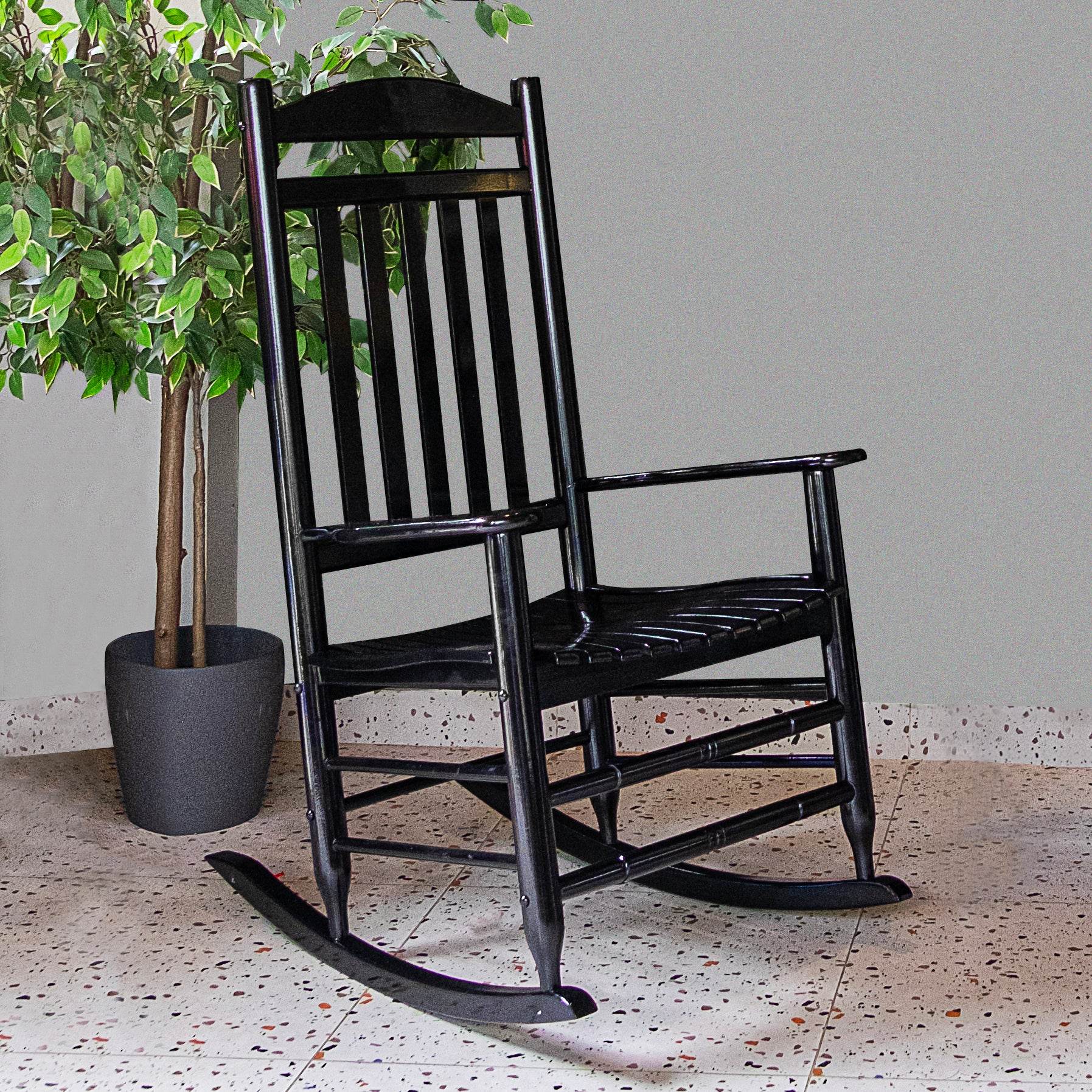 Denver Mahogany Wood Black Porch Rocking Chair - Cambridge Casual