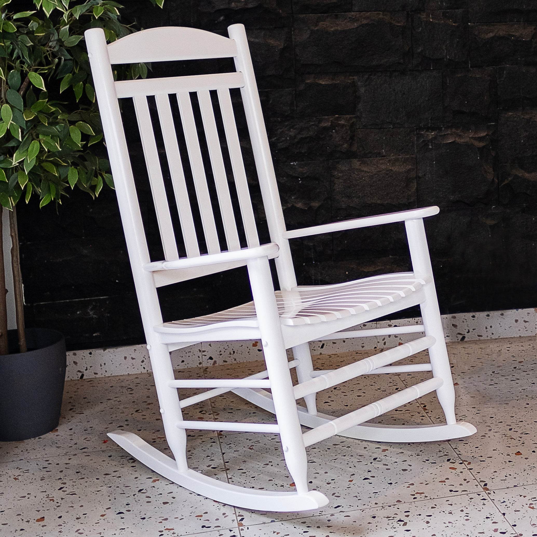 Denver Mahogany Wood White Porch Rocking Chair - Cambridge Casual