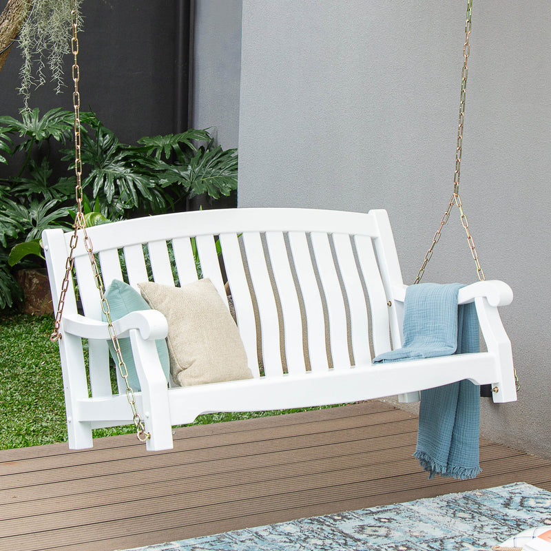 Bonn Mahogany Wood White Porch Swing - Cambridge Casual