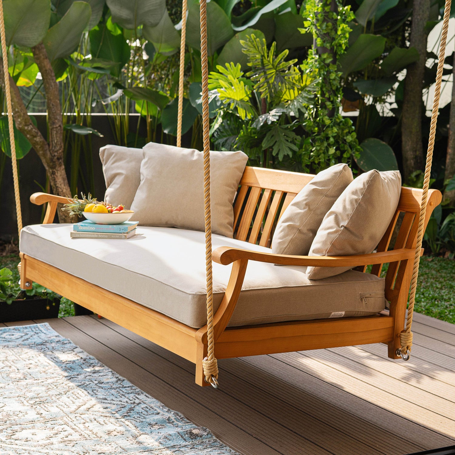 Robin Teak Wood Outdoor Patio Swing Daybed | Cambridge Casual