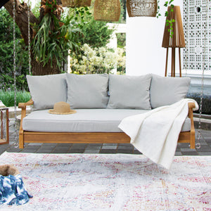 Robin Teak Wood Outdoor Swing Daybed with Oyster Cushion