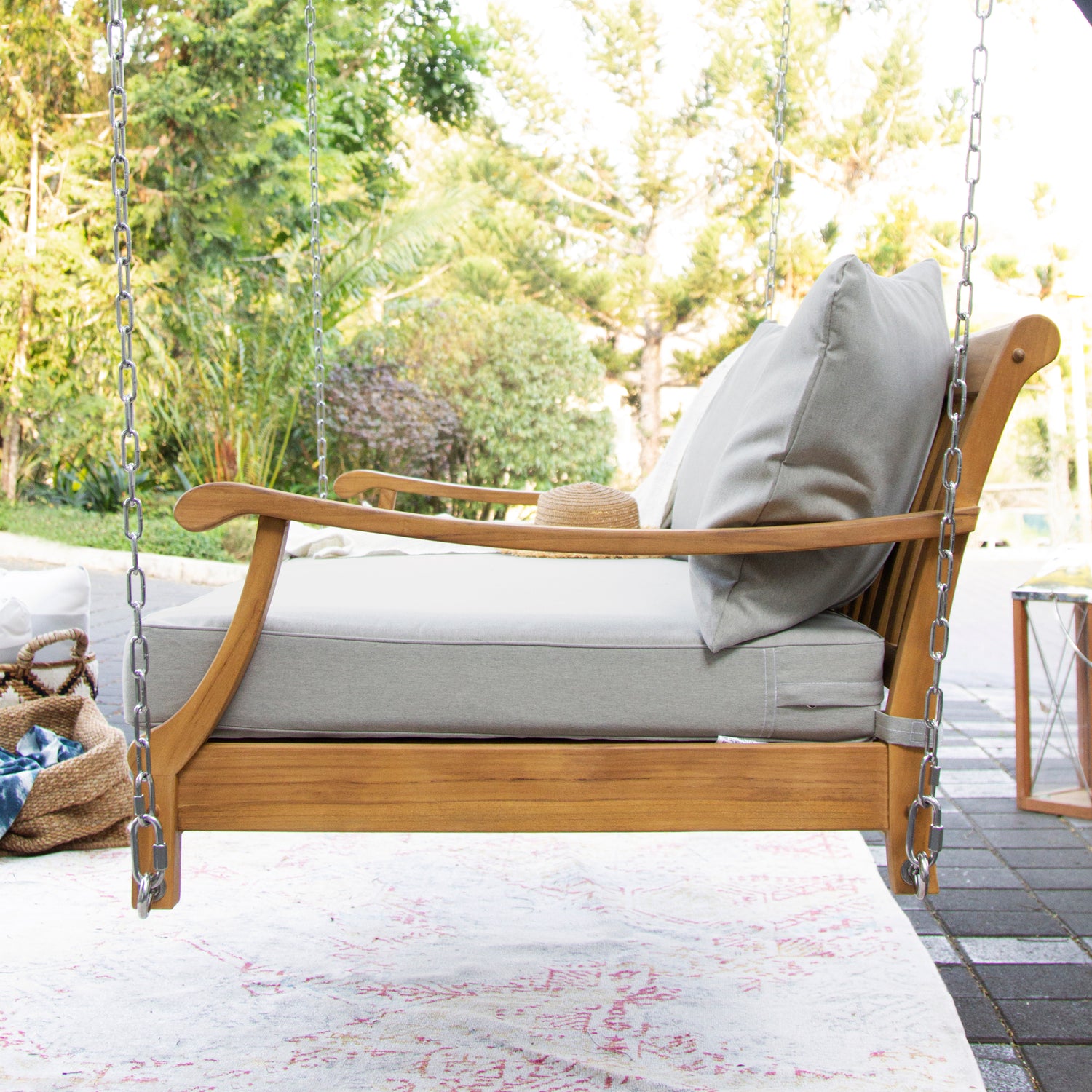 Robin Teak Wood Outdoor Patio Swing Daybed | Cambridge Casual