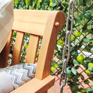 Robin Teak Wood Outdoor Swing Daybed with Oyster Cushion