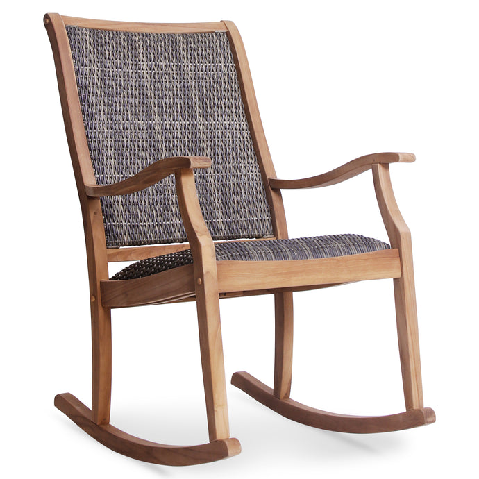 Auburn Upholstered Teak Wood Porch Rocking Chair