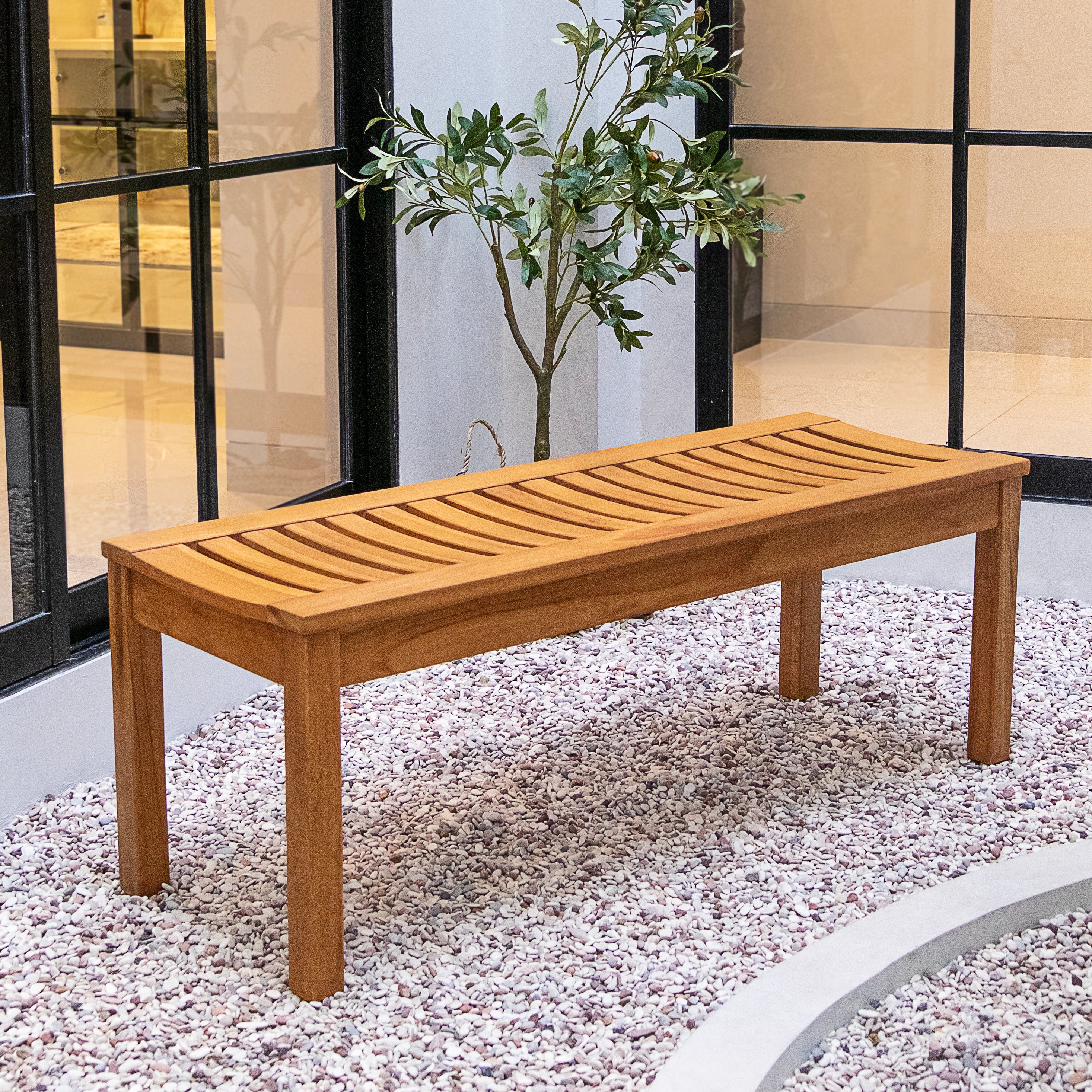 Abbington Teak Wood Outdoor Backless Bench