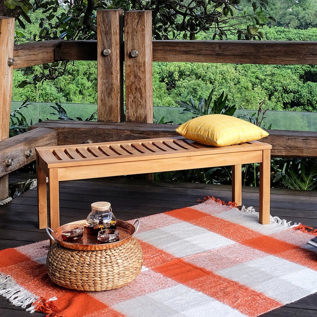 [DETAILS] Zephyr Teak Wood Outdoor Dining Backless Bench