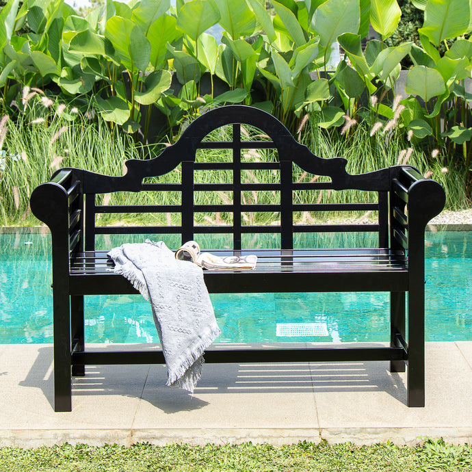 Lutyens Mahogany Wood 4 Feet Outdoor Black Bench