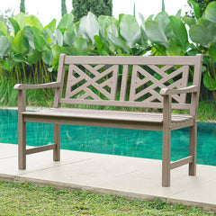 Rocca Weathered Teak Wood Outdoor Bench