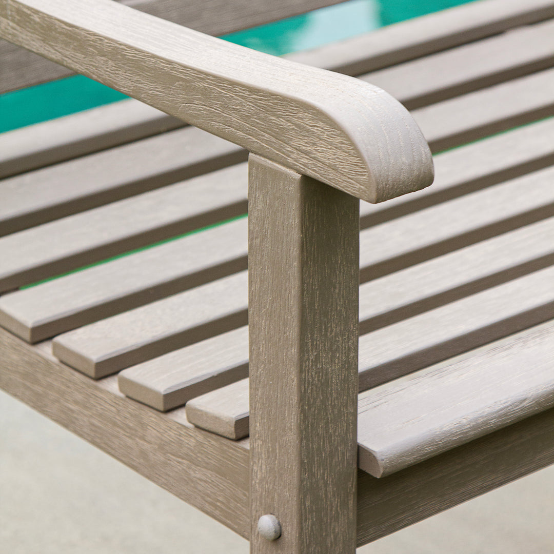 [DETAILS] Rocca Weathered Teak Wood Outdoor Bench - Cambridge Casual