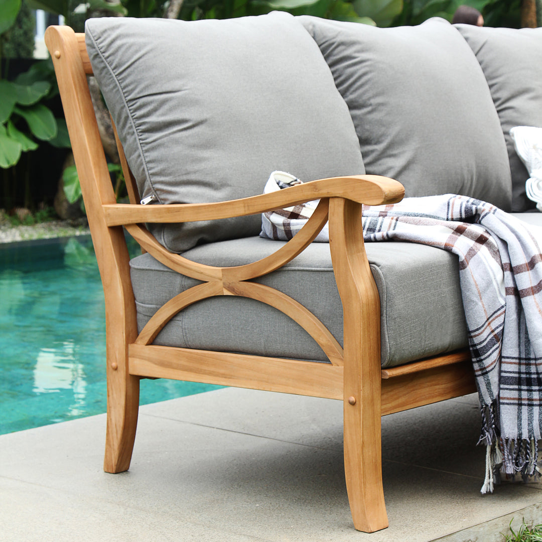 [DETAILS] Abbington Teak Wood Patio Sofa with Gray Cushion