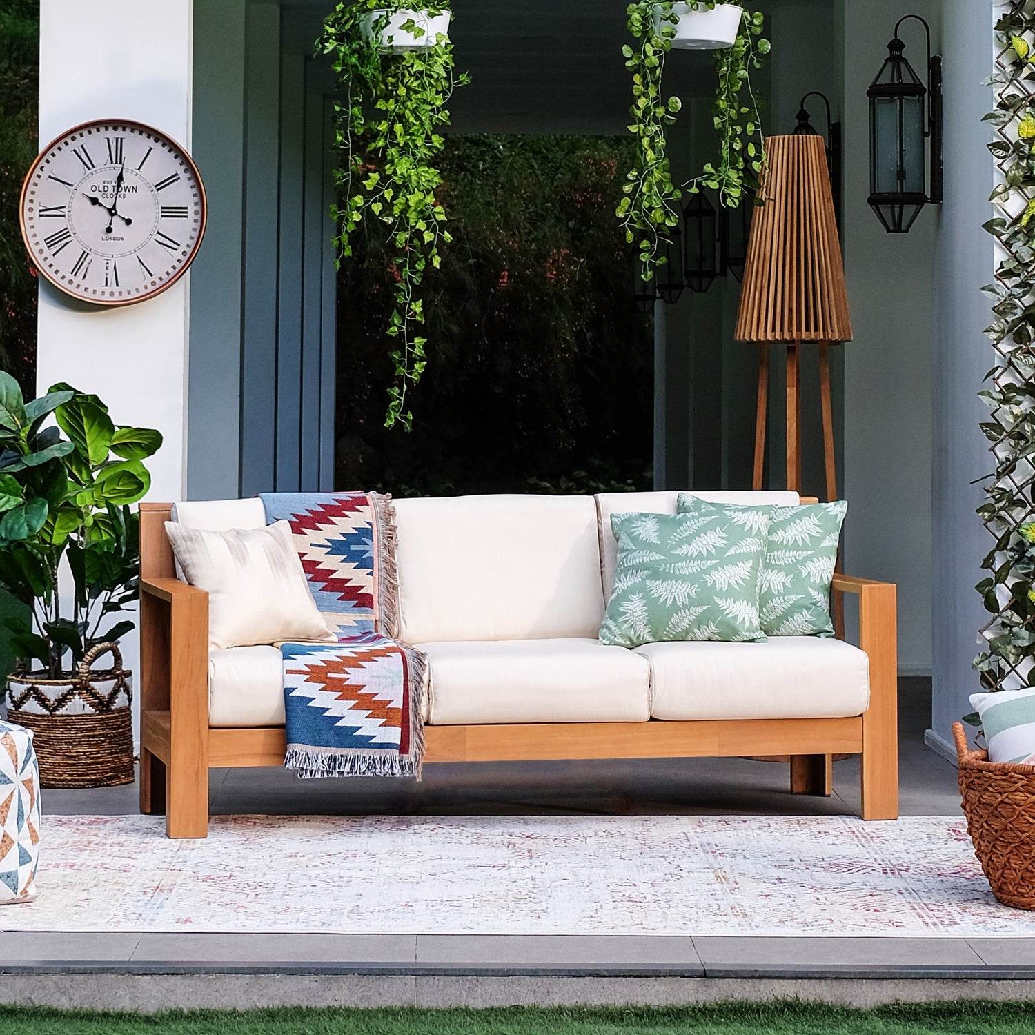Wooden Sofa Patio Sofa With Sunbrella Cushions Briony Teak Wood