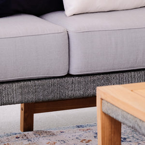 Nassau Teak Wood Patio Sofa with Gray Cushion