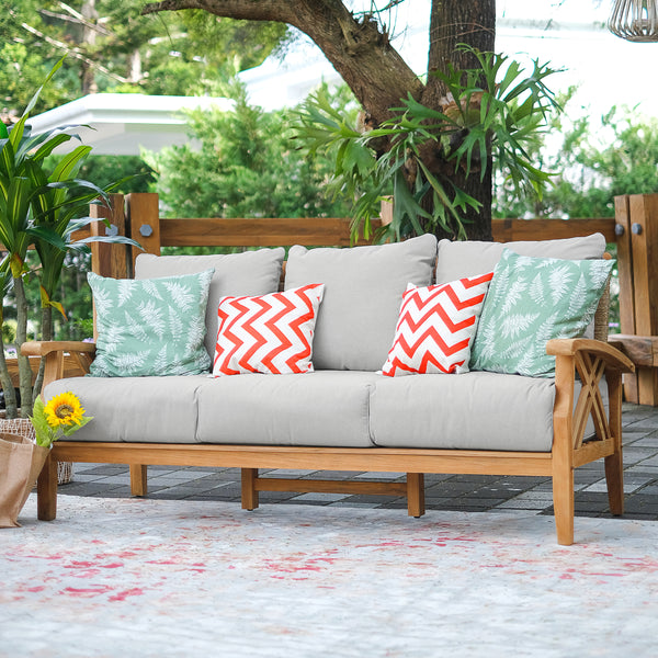 Carmel Teak Wood Patio Sofa with Oyster Cushion