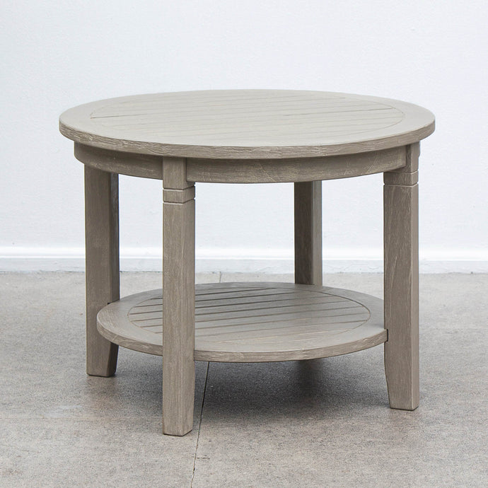 Richmond Weathered Teak Wood 24-inch Outdoor Side Table with Shelf - Cambridge Casual