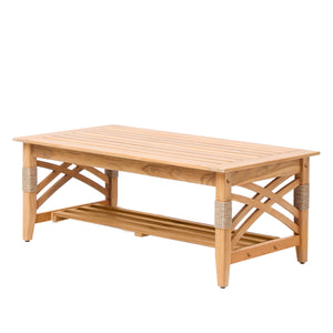 Carmel Teak Wood Patio Coffee Table with Shelf