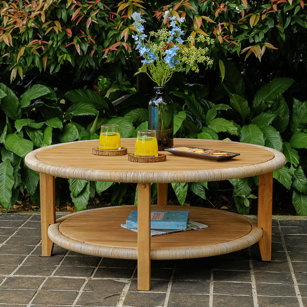 Seaside Teak Wood Outdoor Round Coffee Table