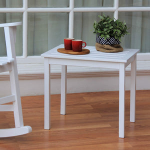 Willow Bay Mahogany Wood Outdoor White Side Table - Cambridge Casual