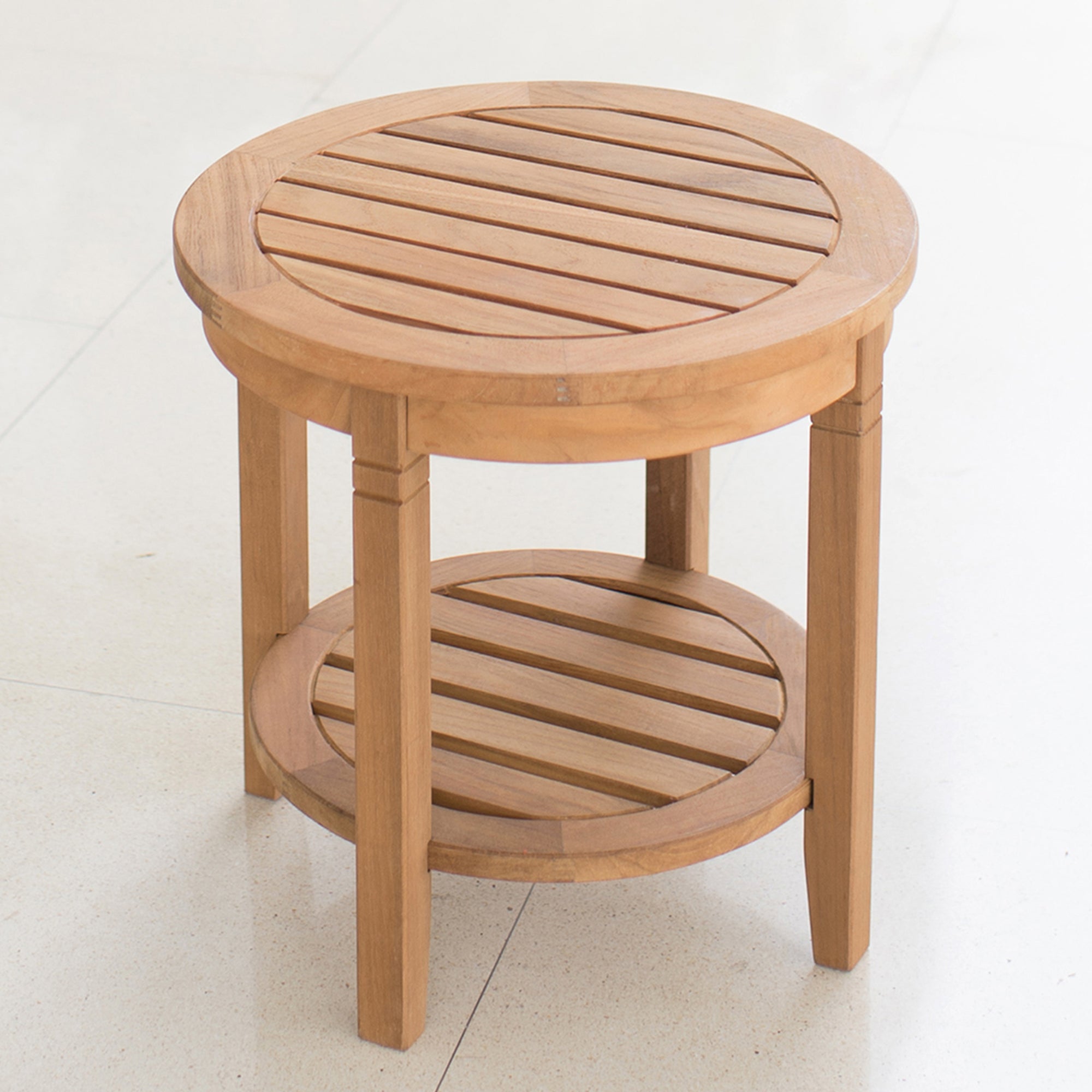 Richmond Teak Wood Outdoor Side Table with Shelf