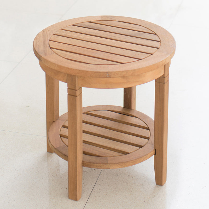Richmond Teak Wood Outdoor Side Table with Shelf