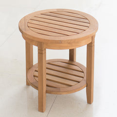 Richmond Teak Wood Outdoor Side Table with Shelf