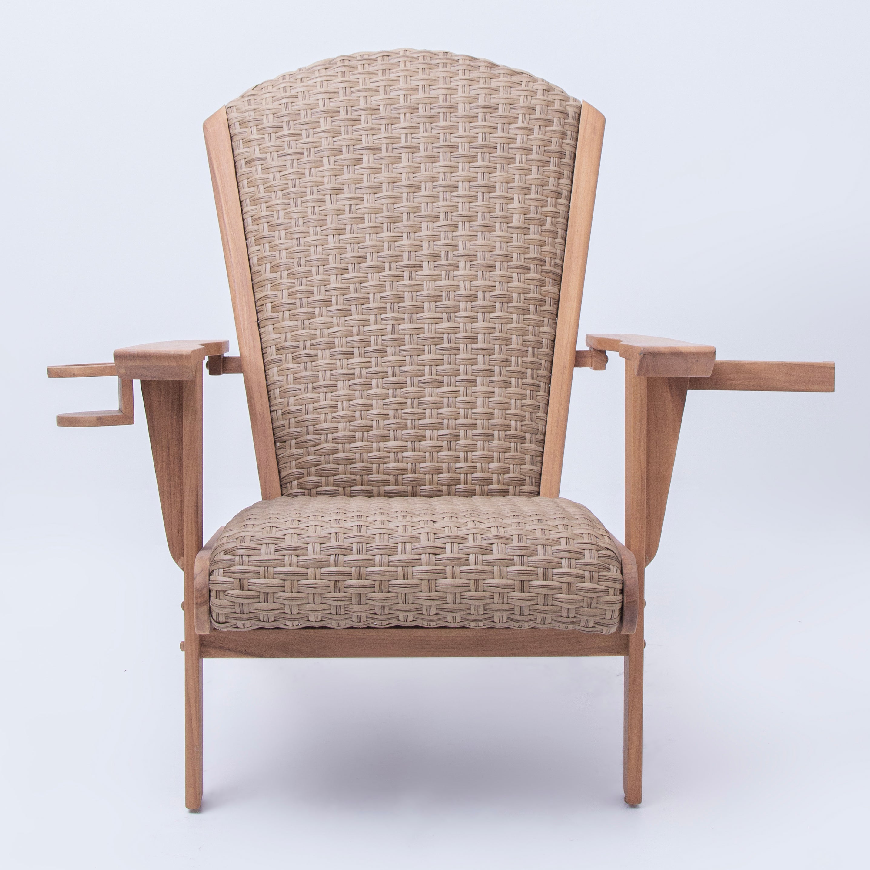 Camden Upholstered Teak Outdoor Adirondack Chair with Patio Cover