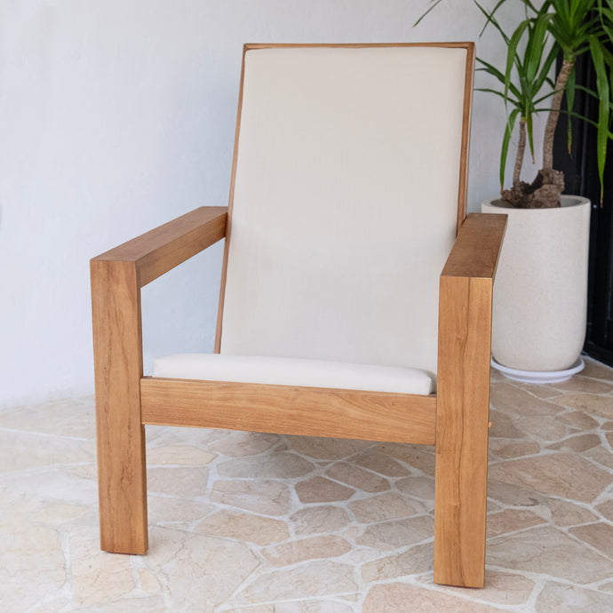 Napa Upholstered Teak Wood Modern Adirondack Chair