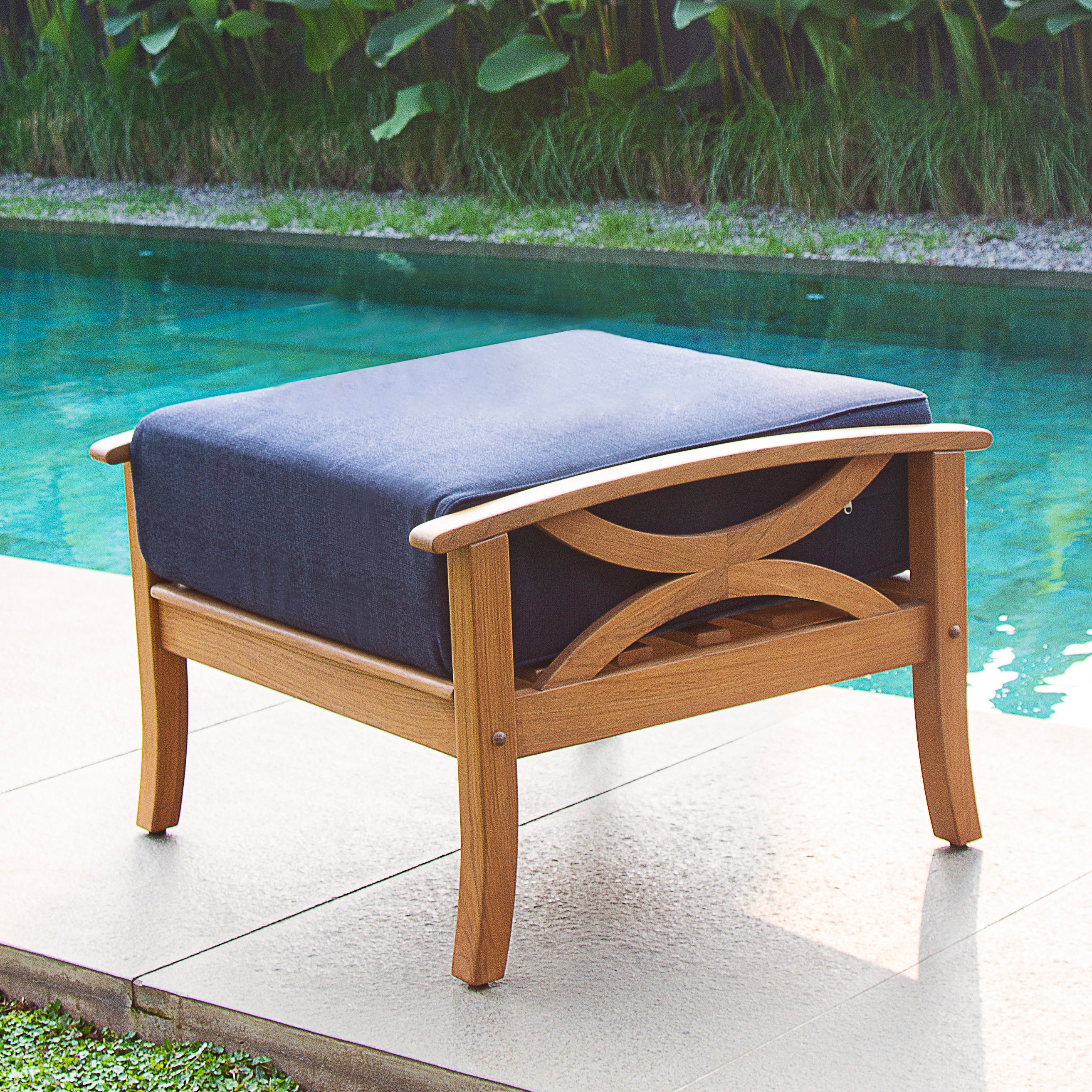 Abbington Teak Wood Outdoor Ottoman 