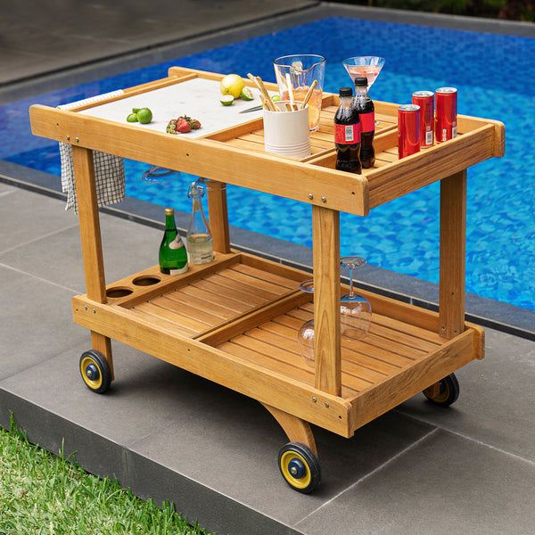 Mozaic Teak Wood Outdoor Kitchen Cart