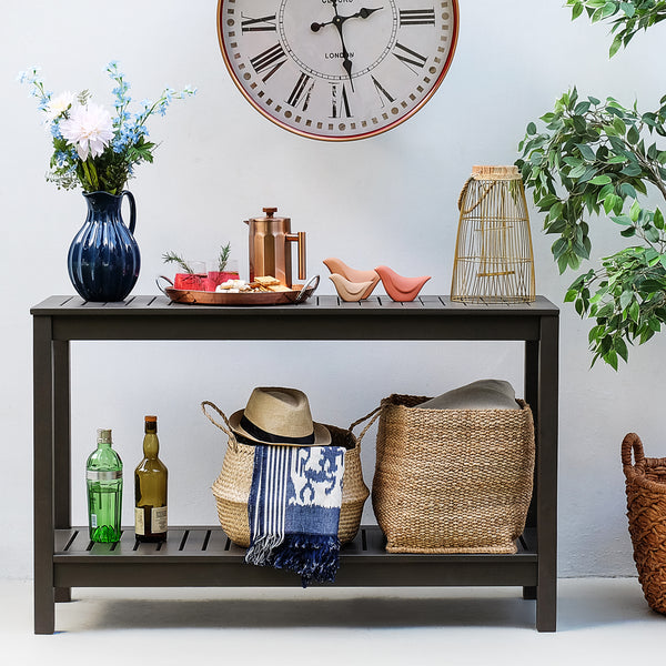 Carlota Mahogany Wood Dark Brown Outdoor Console Table