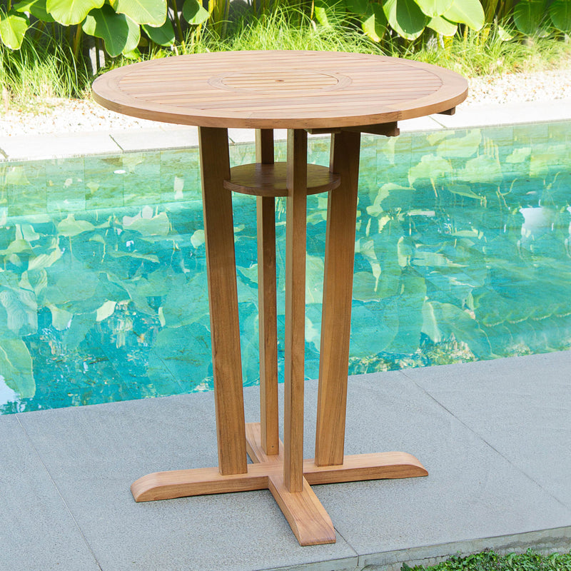 Sierra Teak Wood Outdoor Bar Dining Table - Cambridge Casual