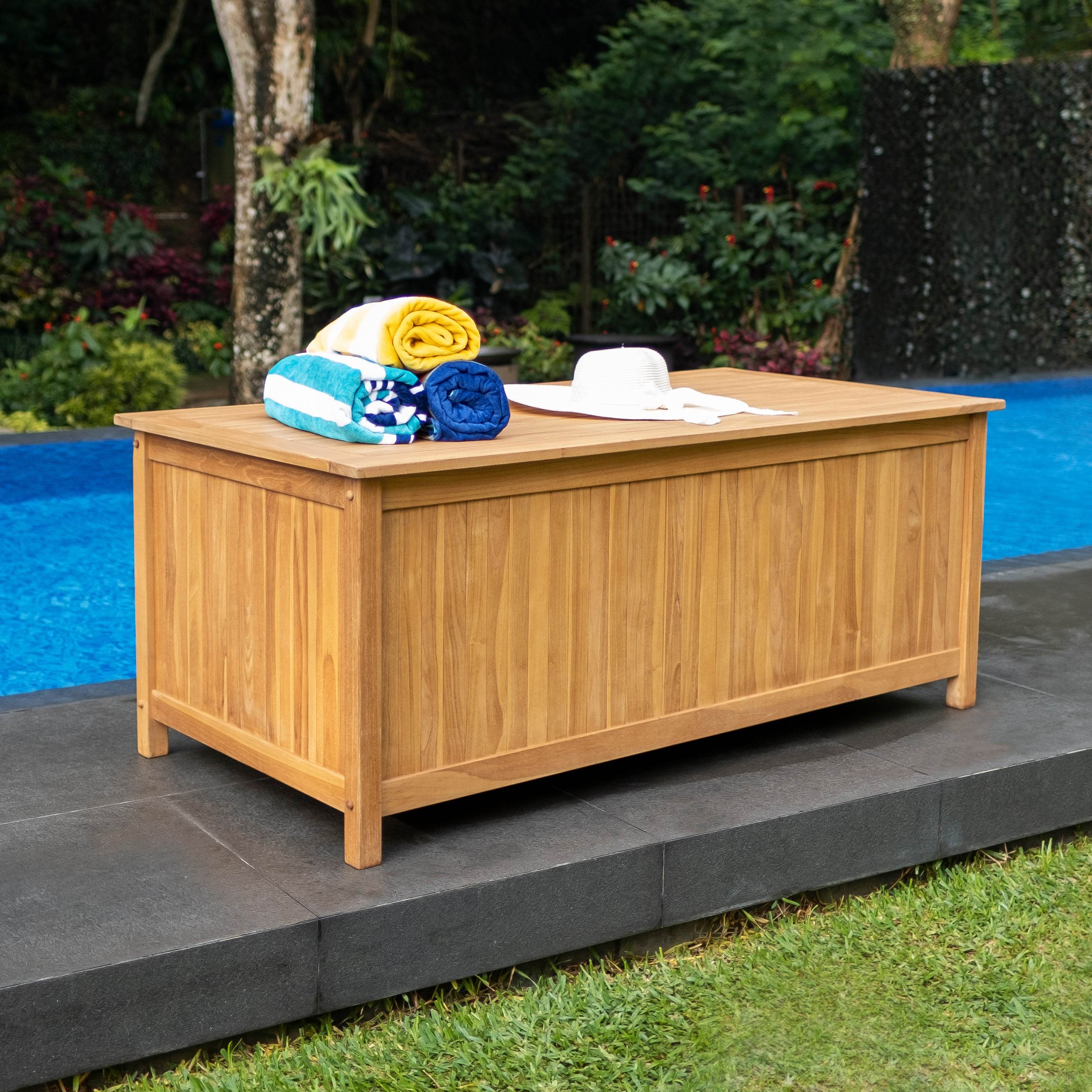 Richmond Teak Wood Outdoor 60 Inch Deck Box | Cambridge Casual