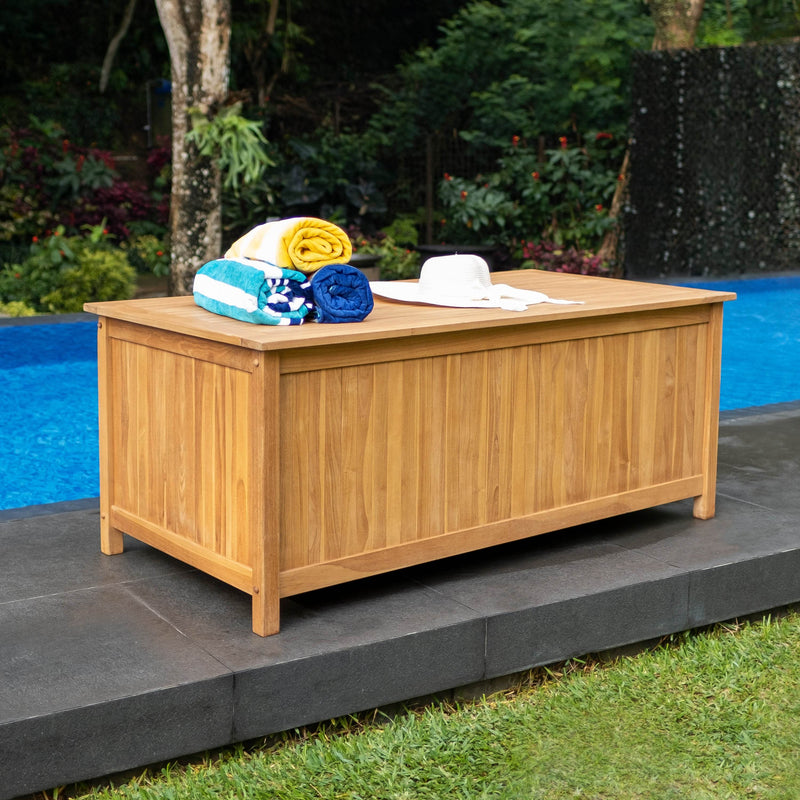 Richmond Teak Wood 60 Inch Outdoor Storage Deck Box - Cambridge Casual