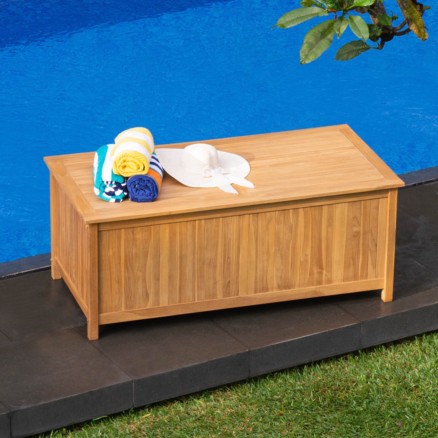 Richmond Teak Wood 60 Inch Outdoor Storage Deck Box | Patio Furniture ...