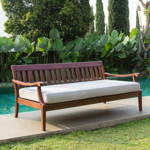 Maine Mahogany Wood Outdoor Sofa Daybed with Oyster Cushion