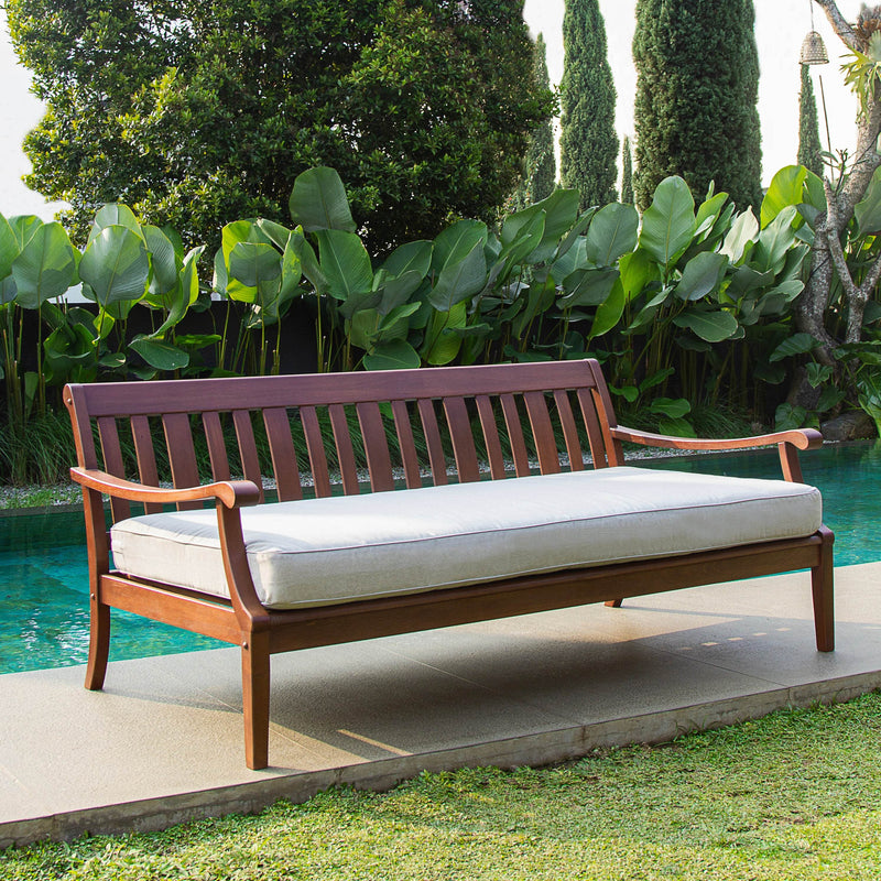 Maine Mahogany Wood Outdoor Sofa Daybed with Oyster Cushion - Cambridge Casual