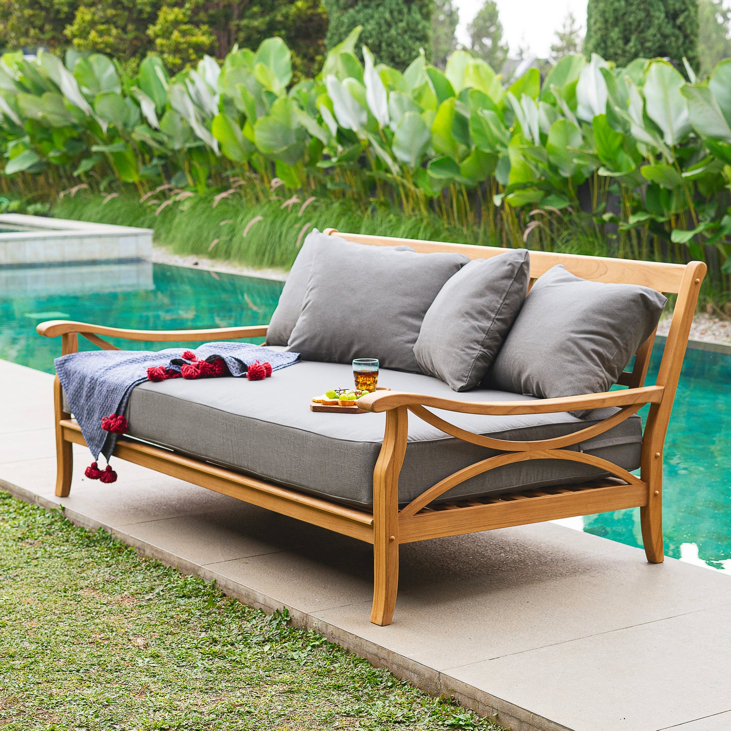 Abbington Teak Wood Patio Outdoor Sofa | Cambridge Casual