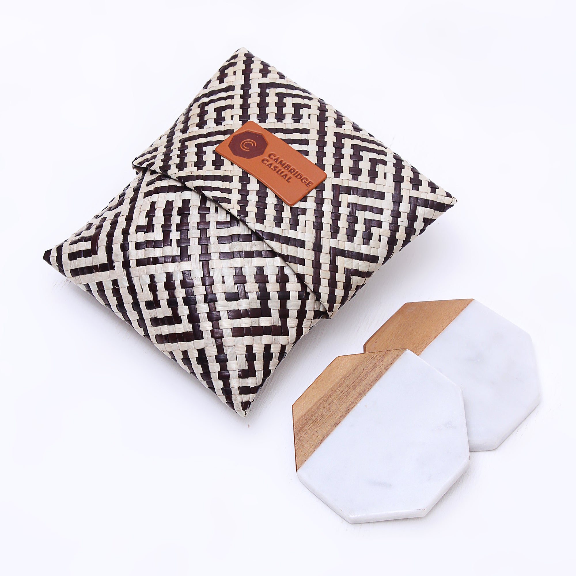 [DETAILS] Teak Marble Octagon Coaster