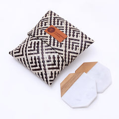 Teak Marble Octagon Coaster Set of 2