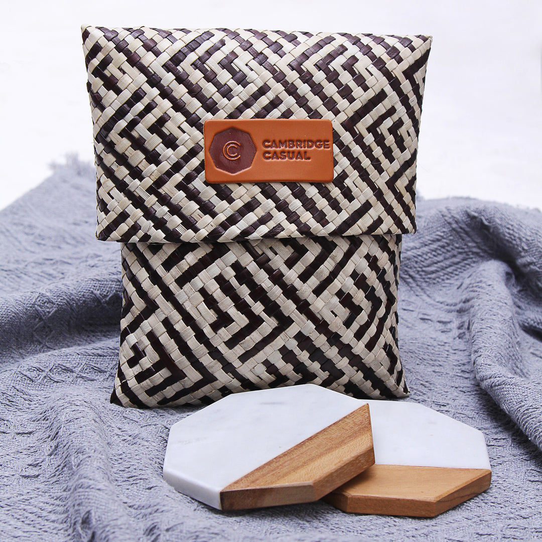 [DETAILS] Teak Marble Octagon Coaster