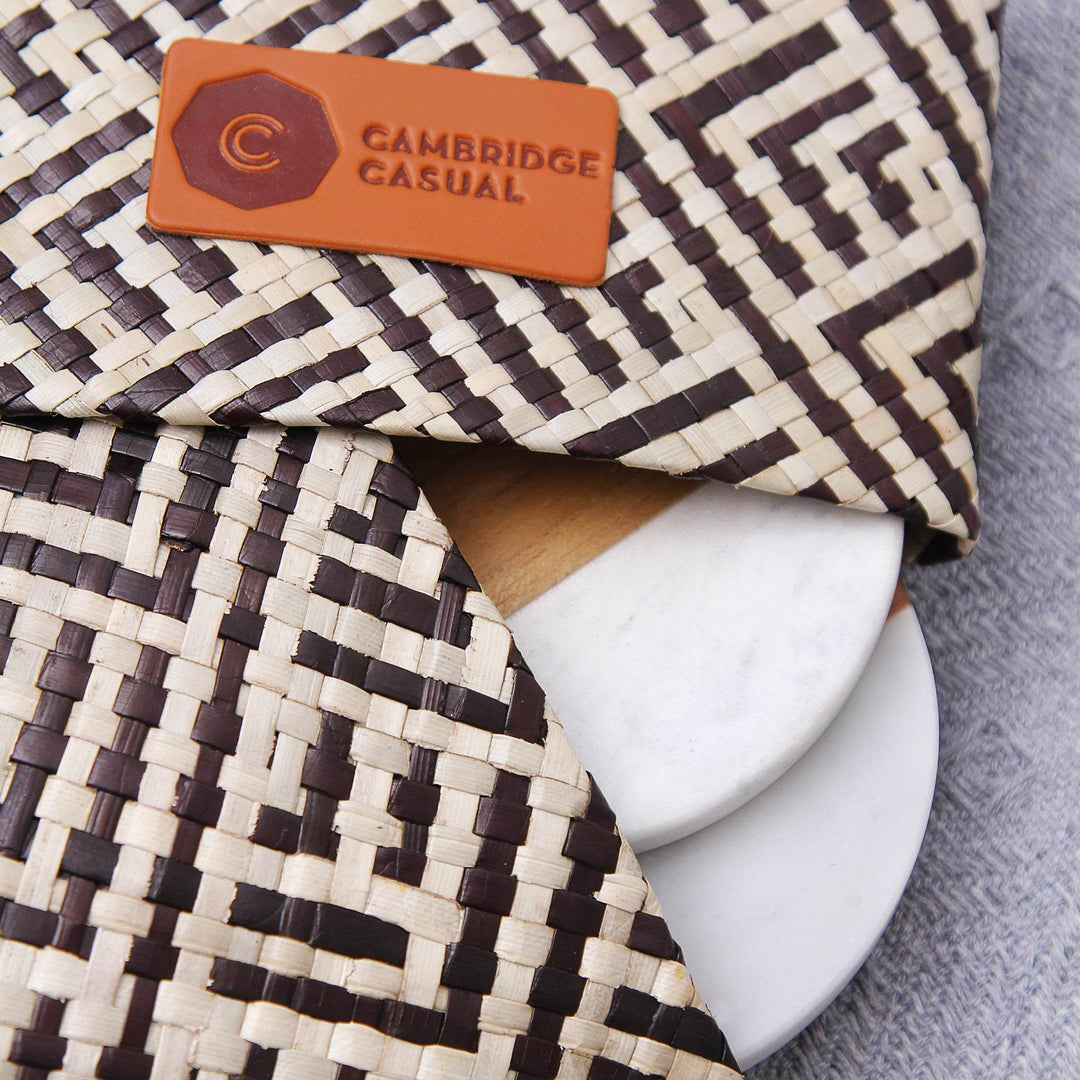 [DETAILS] Teak White Marble Round Coaster