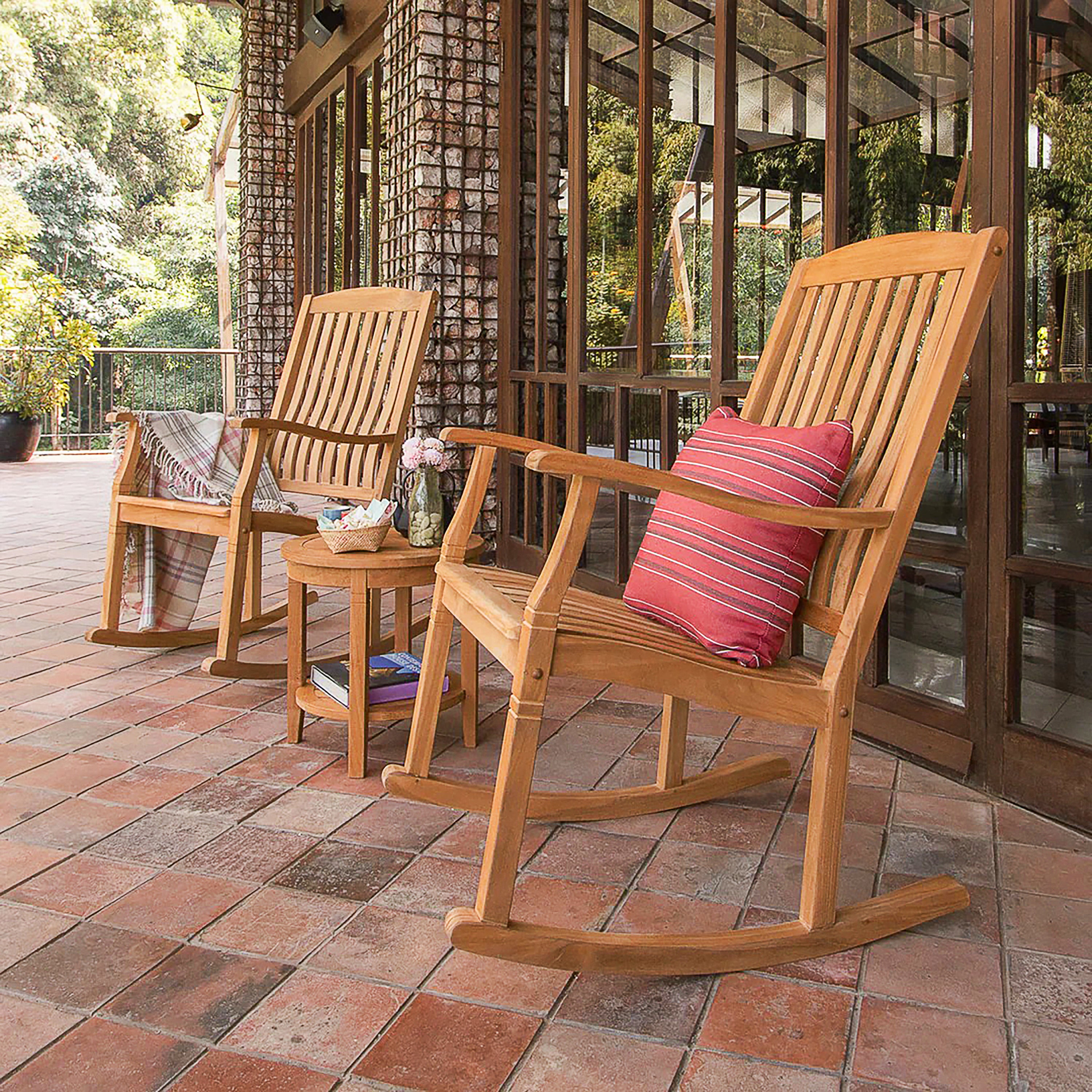 Richmond Patio Teak Wood 3 Piece Porch Rocker Conversation Set