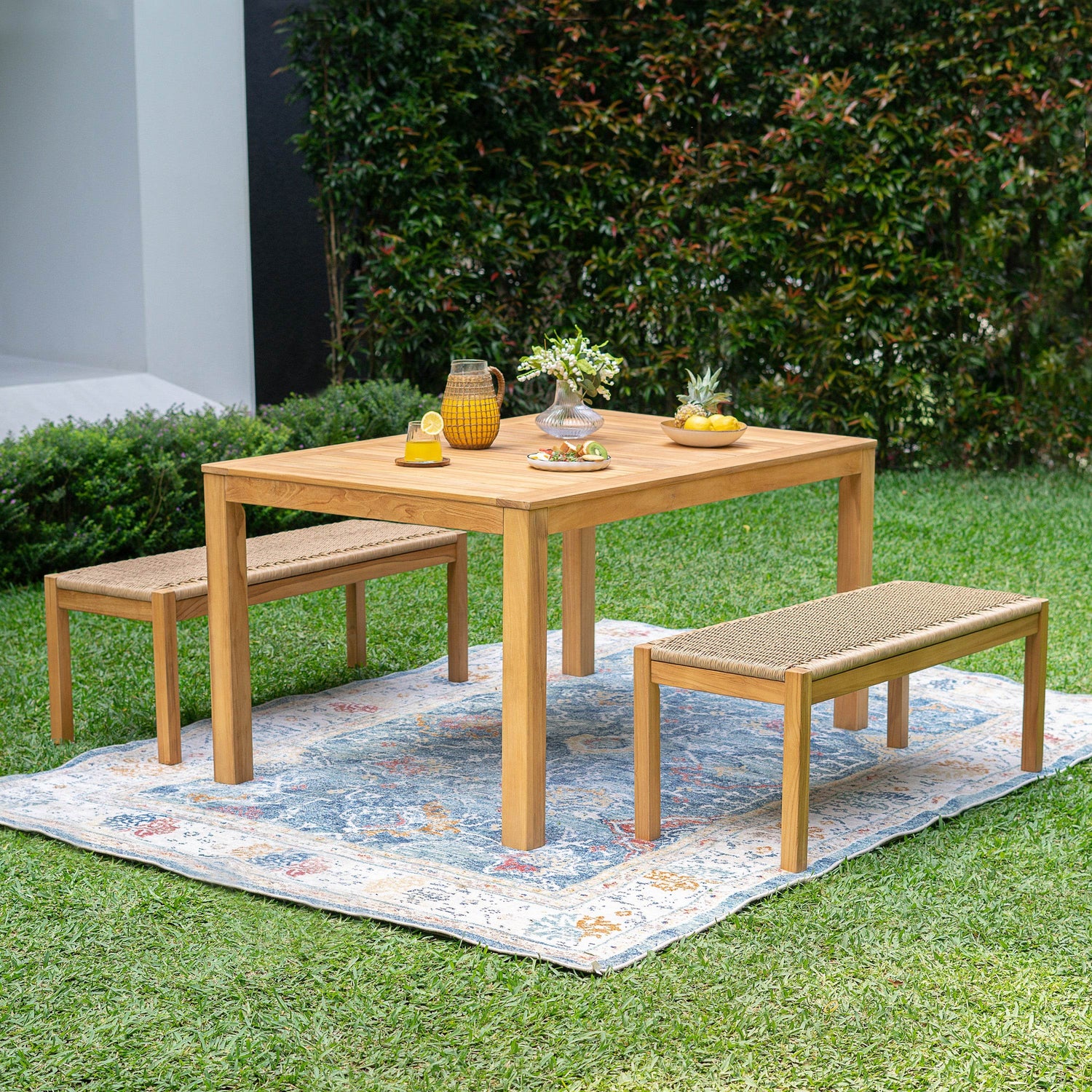 kmart large patio umbrellas Carmel Outdoor Teak Wood 3-Piece Dining Set