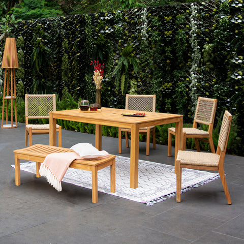 Paxton Teak Wood 6 Pieces Outdoor Dining Set