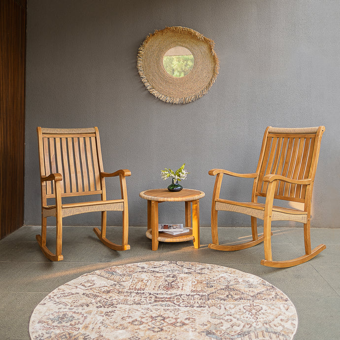 Marrakesh 3 Pieces Teak Wood Porch Rocker Conversation Set