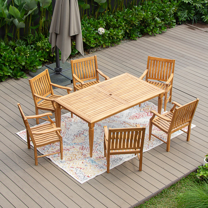 Livingston Teak Wood 7 Pieces Outdoor Dining Set
