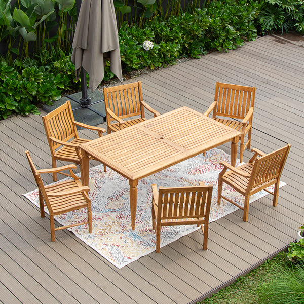 Livingston Teak Wood 7 Pieces Outdoor Dining Set
