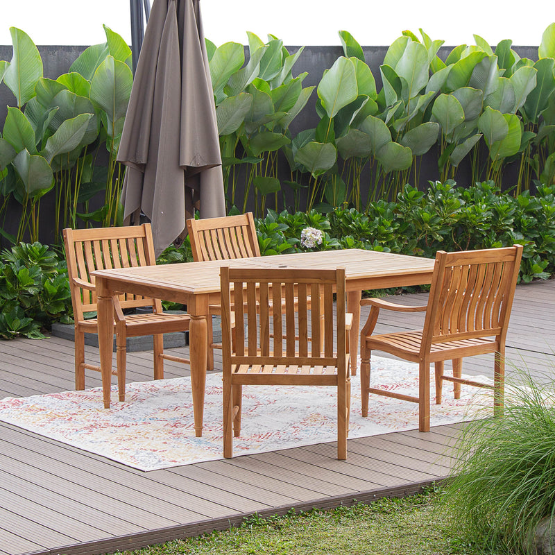 Livingston Teak Wood 5 Pieces Outdoor Dining Set - Cambridge Casual