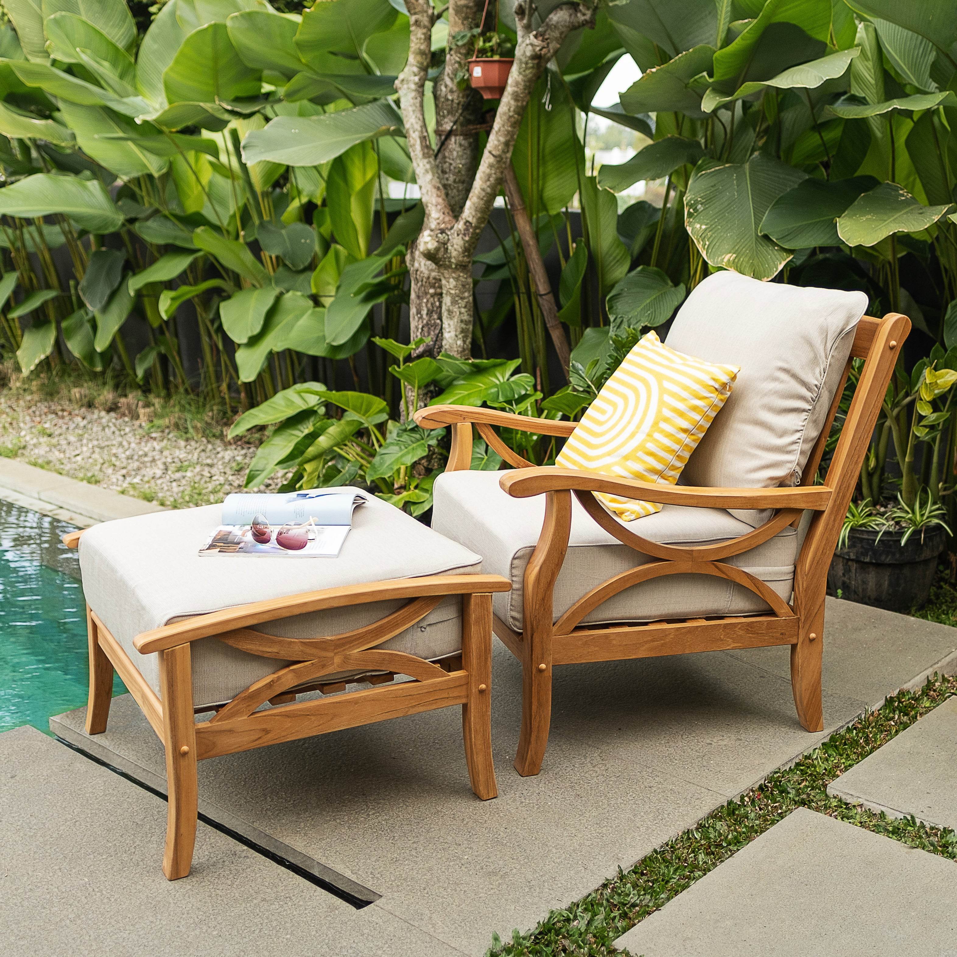 Patio Chairs Teak Teak Outdoor Dining Chair With Sunbrella