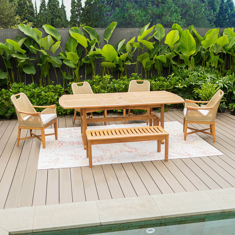 Sydney Teak Wood 6 Pieces Outdoor Picnic Dining Set - Cambridge Casual
